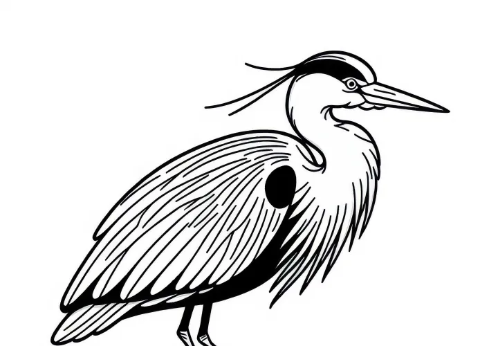 Garça-cinzenta ave na Europa - Modelo de colorir gratuito