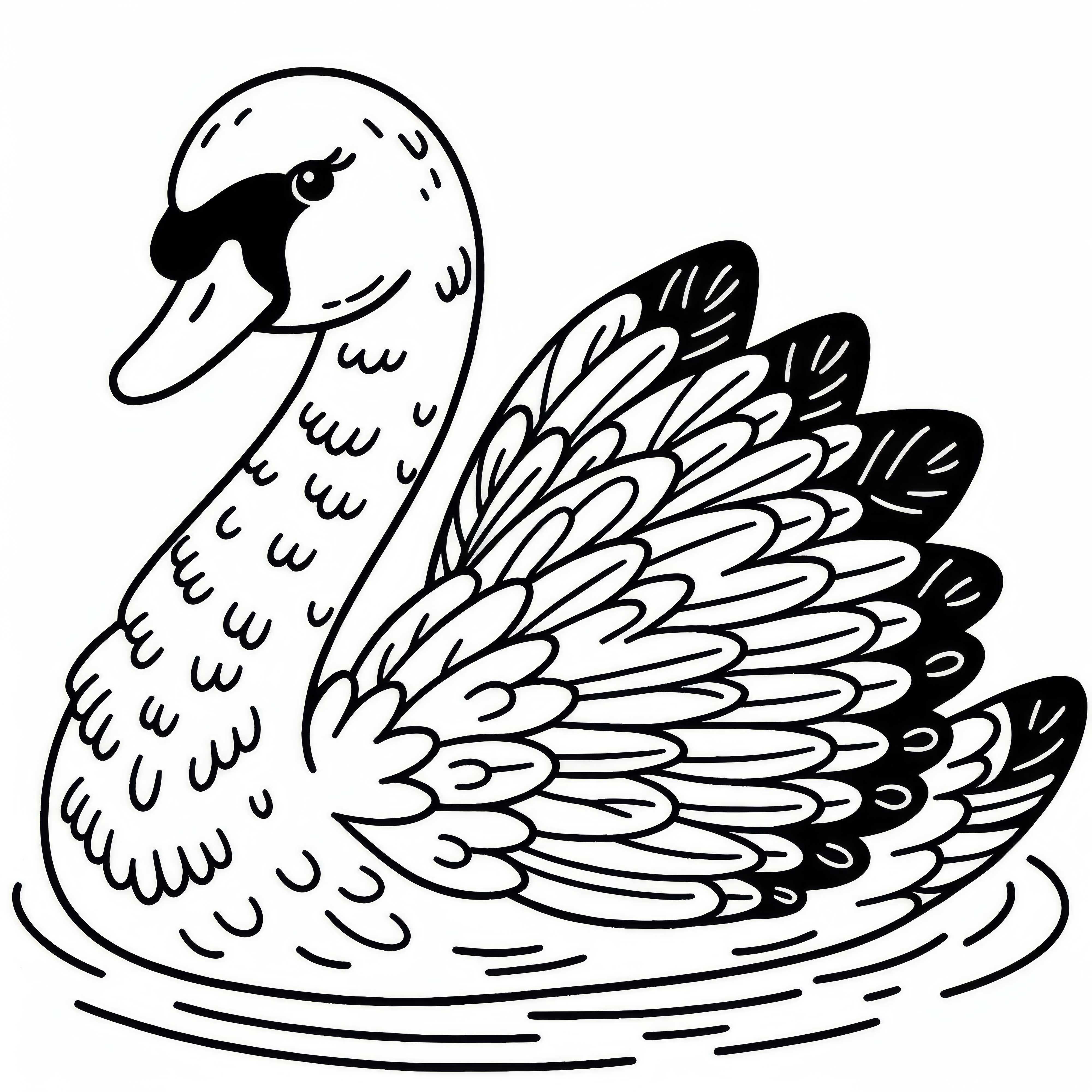 Barvna predloga za laboda – Brezplačno barvanje za ptice v Evropi Barvna slika laboda s previsnim vratom – Brezplačna zabava za ptice v Evropi