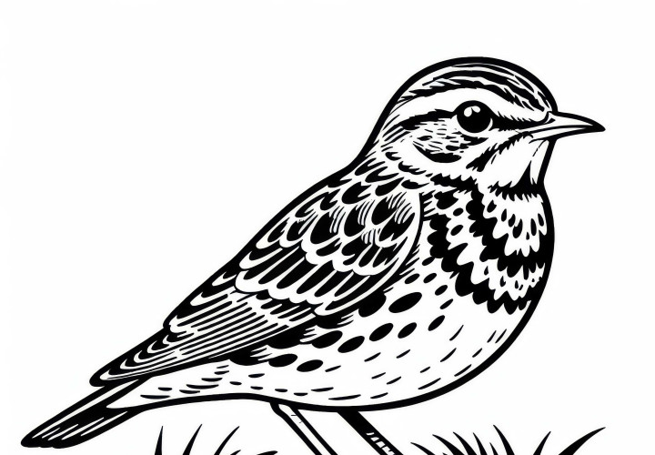 Lerche et alouette des champs - Oiseau en Europe à colorier gratuitement