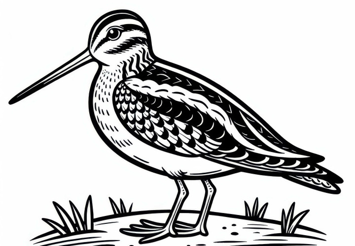 Image à colorier d'une bécasse – Modèles de coloriage gratuits pour les enfants