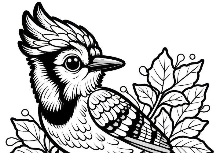 Kostenloses Ausmalbild eines Blauhäher-Vogels aus Nordamerika