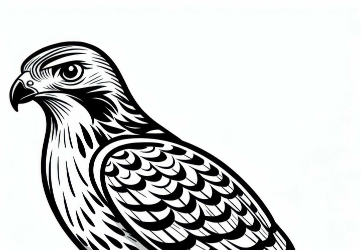 Red-tailed Hawk – Bird from North America as a free coloring page