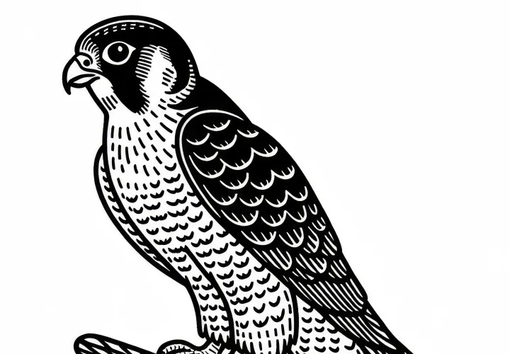 Wanderfalke - Peregrine Falcon - Vogel in Nordamerika - Ausmalbild kostenlos