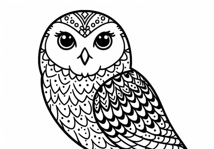 Snowy Owl – Bird from North America – Free coloring page