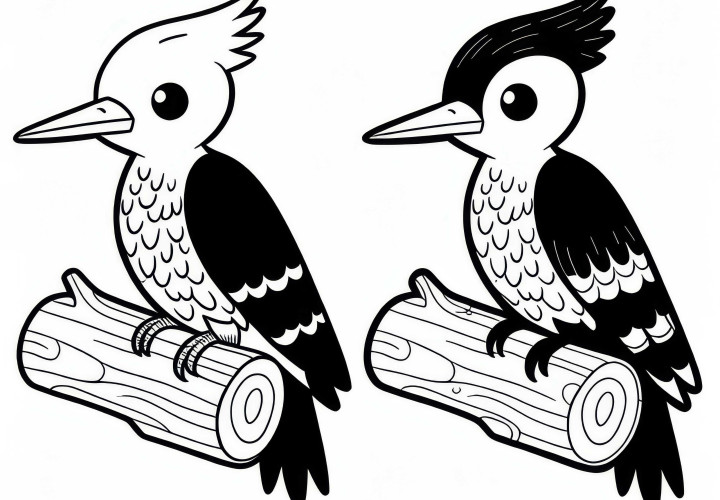 Pileated Woodpecker: Bird from North America as a free coloring page