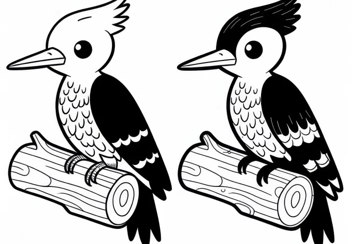 Pileated Woodpecker: Vogel aus Nordamerika als Ausmalbild kostenlos