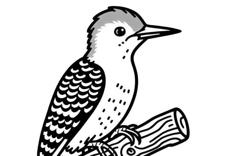 Red-headed Woodpecker - Coloring page for bird lovers in North America