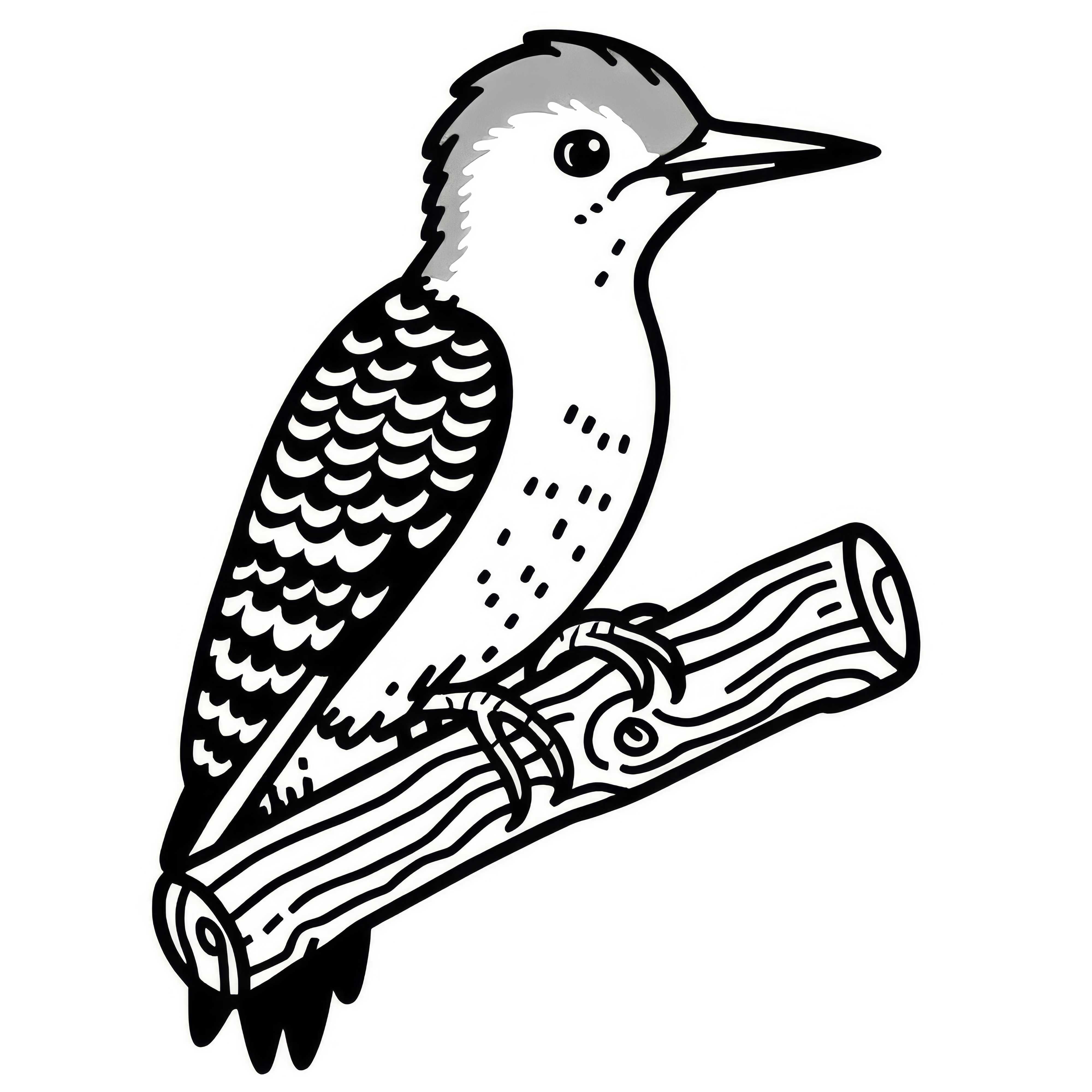 Red-headed Woodpecker - Coloring Page for Bird Lovers in North America