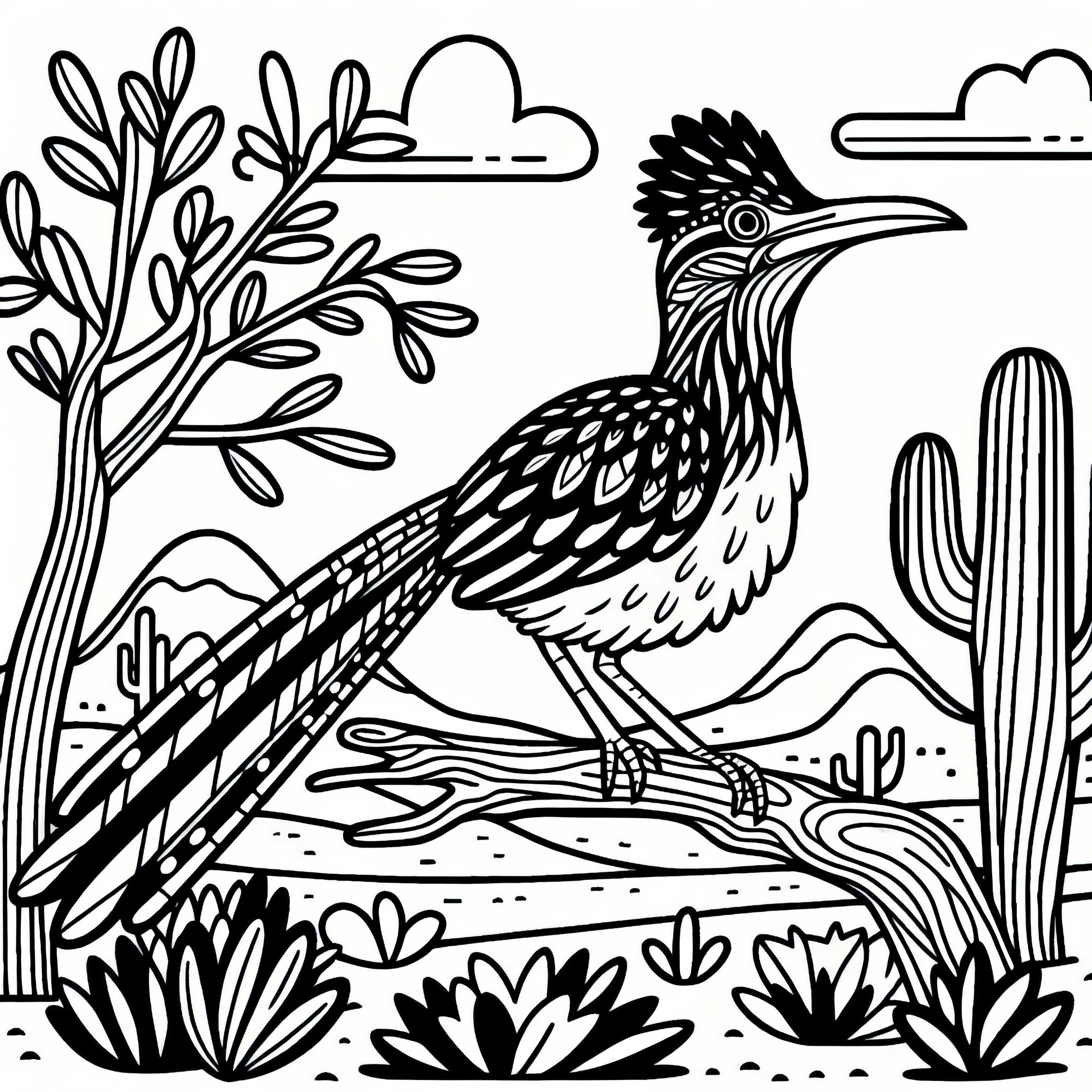Greater Roadrunner bird from North America coloring page Greater Roadrunner bird from North America coloring page
