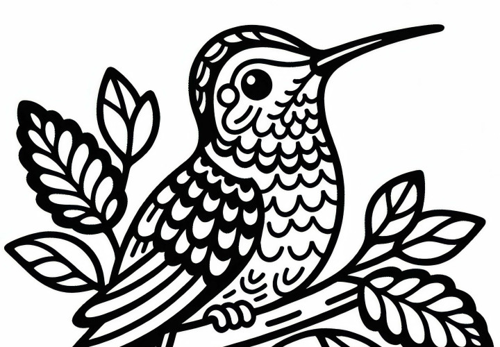 Ruby-throated Hummingbird – Coloring page for bird fans from North America