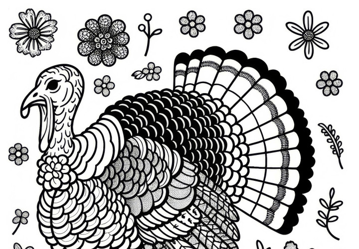 Turkey, wild, turkey, bird, North America – coloring page for coloring