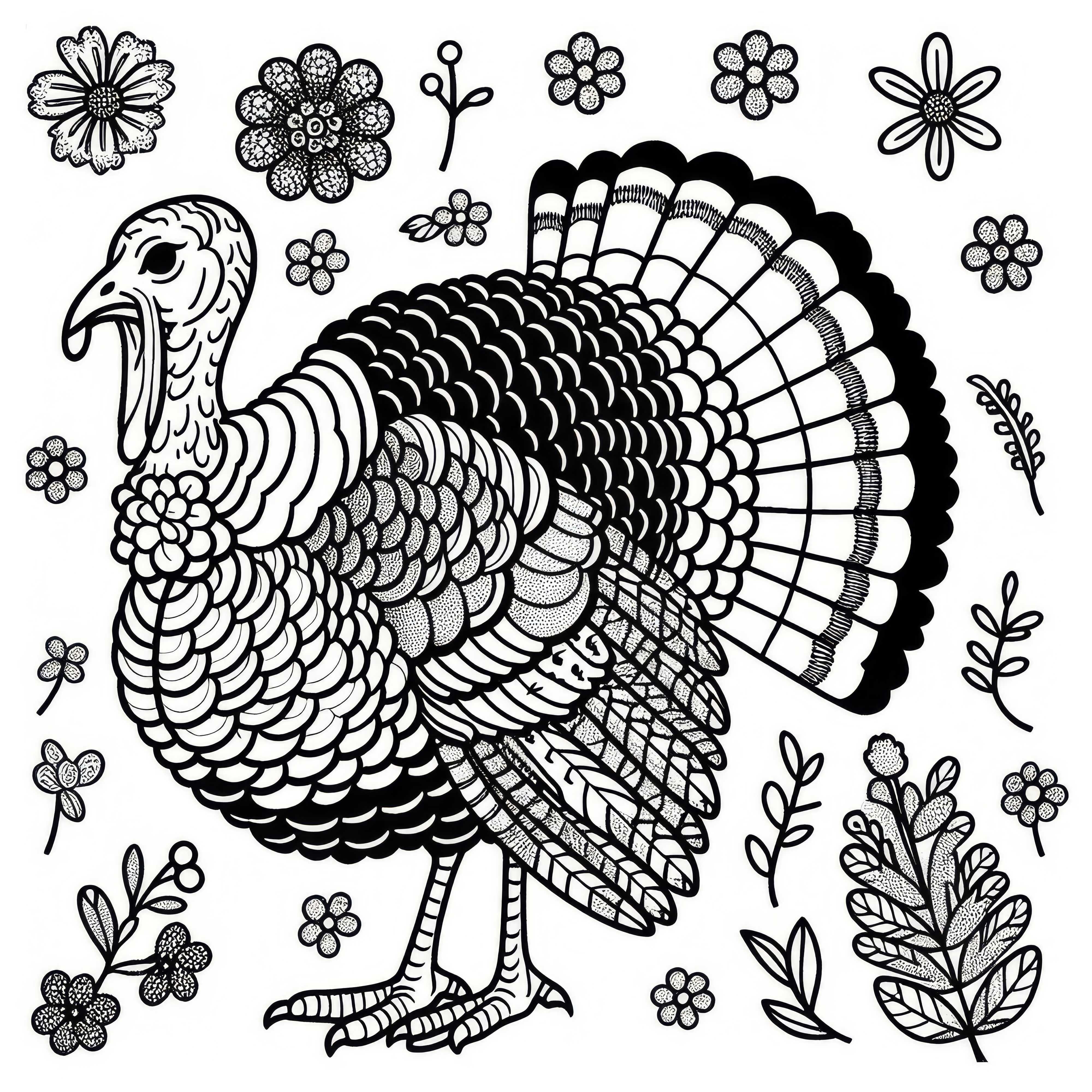 Dinde, sauvage, Turquie, oiseau, Amérique du Nord – modèle à colorier Dinde, gibier, Turquie, oiseau, Amérique du Nord – Dessin à colorier