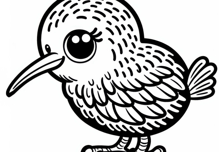 Coloring page of a kiwi bird from Australia and Oceania – Free to download