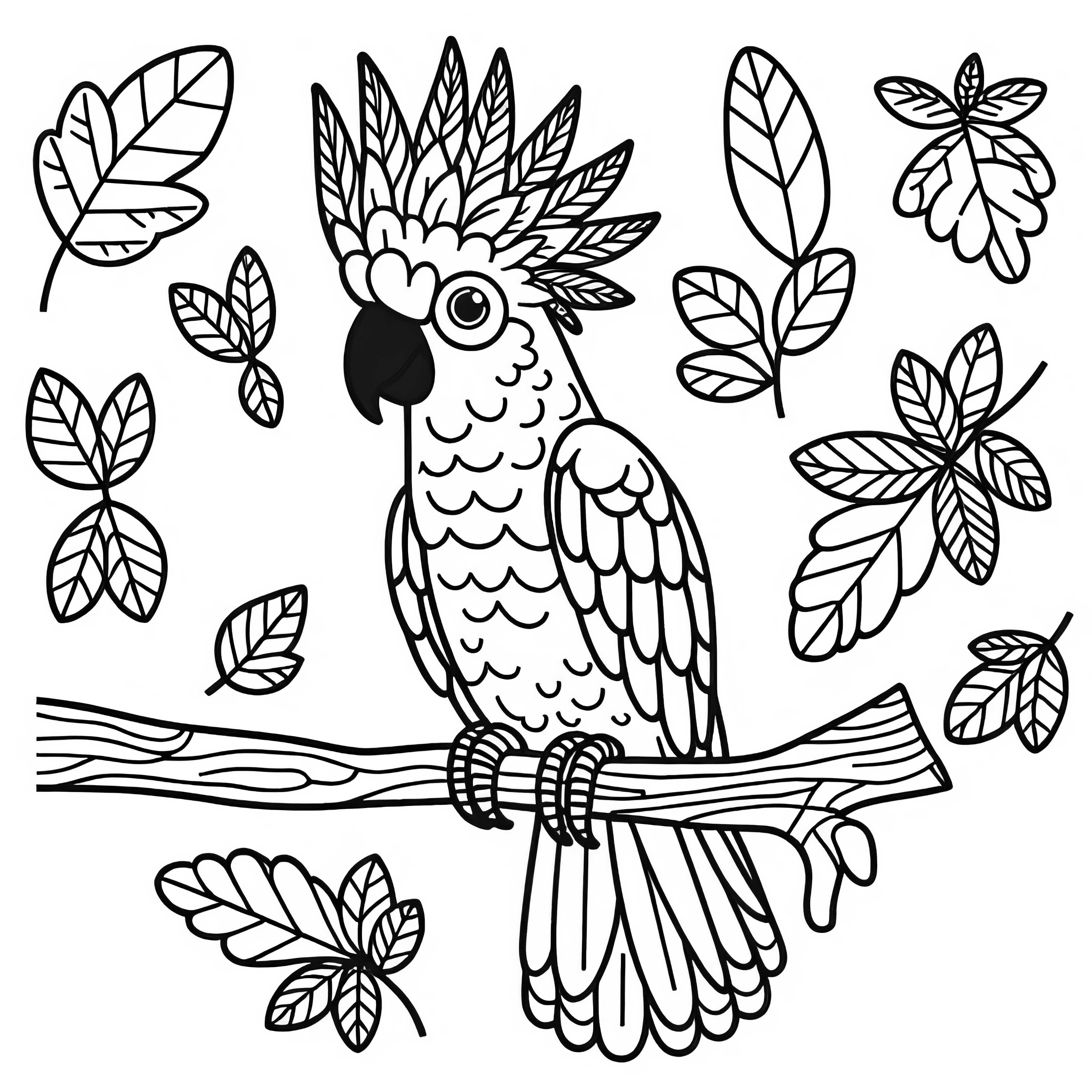 Yellow-crested cockatoo – Coloring page for download Yellow-crested cockatoo – Coloring page for download