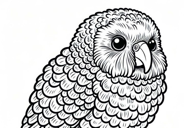 Kakapo Bird Australia Oceania Coloring Page Free