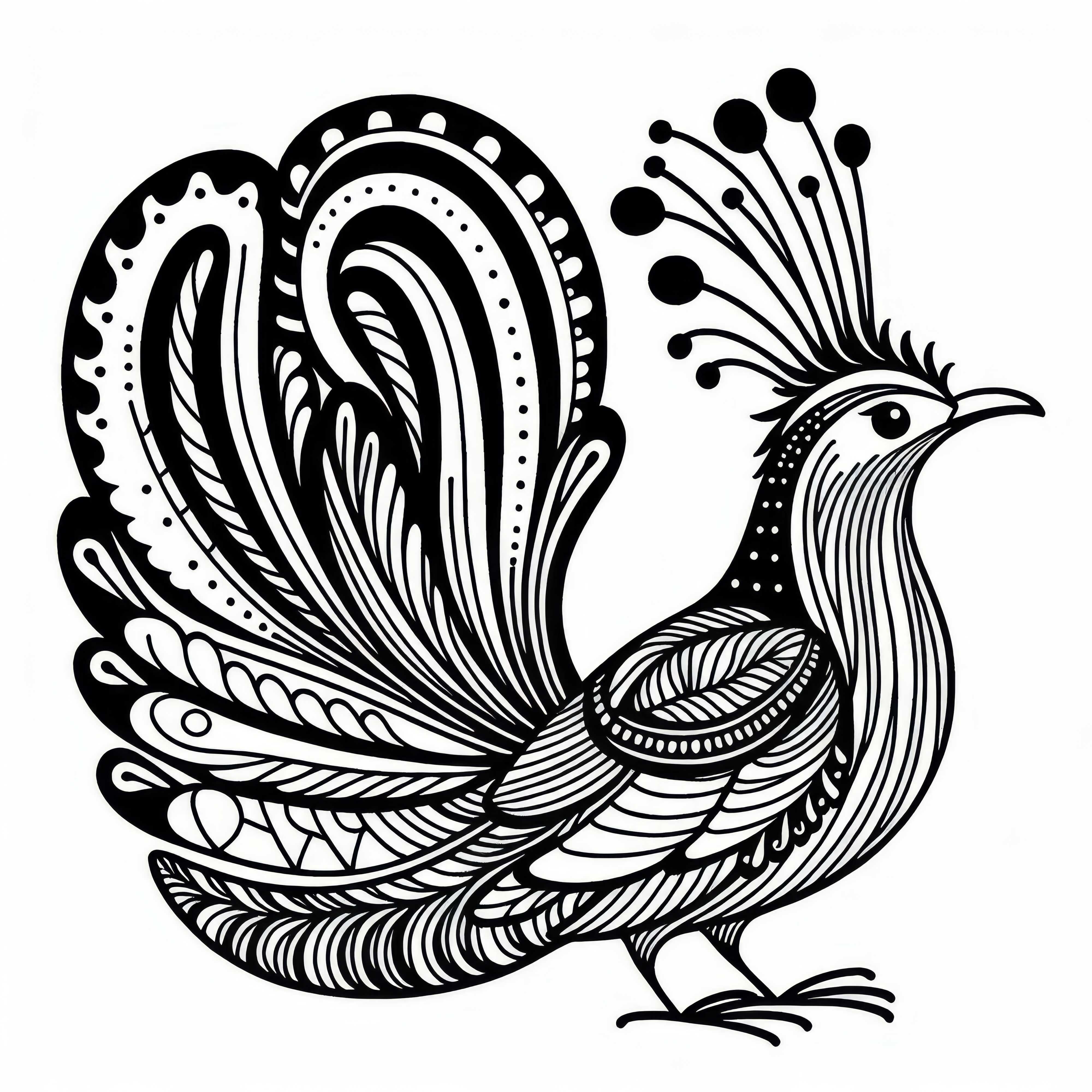 Leierschwanz bird in Australia and Oceania – Free coloring page Lyrebird in Australia and Oceania - Free coloring page