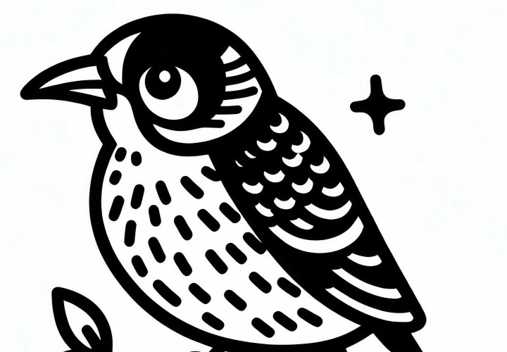 Coloring page of a honey eater, noisy miners, bird from Australia and Oceania