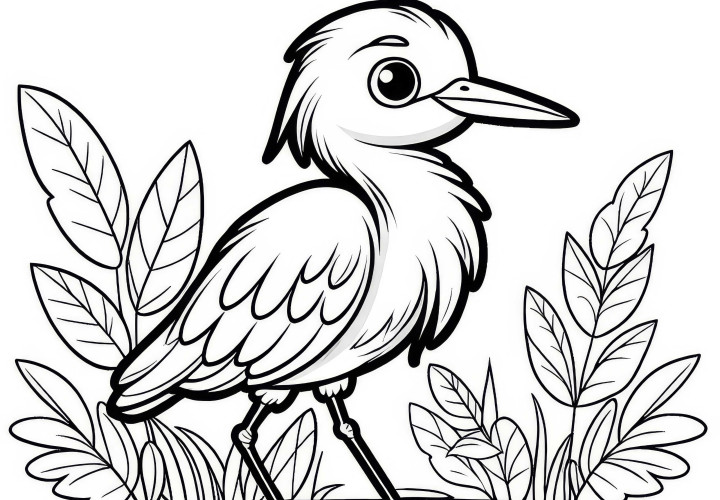 Heron - White-headed Heron Bird in Australia - Free Coloring Page