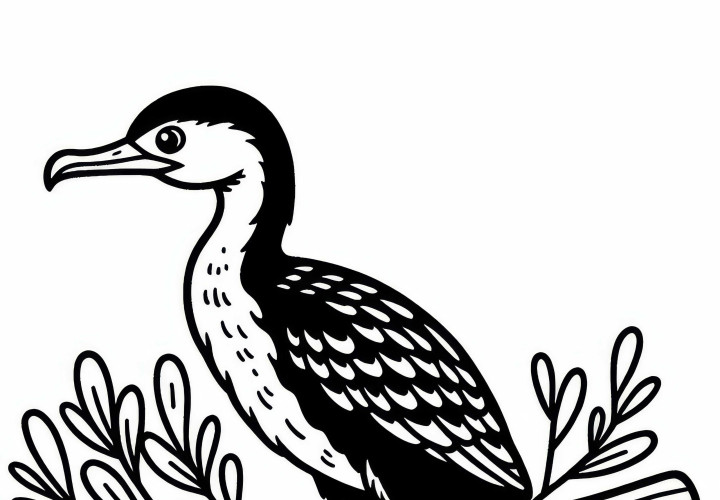 Cormorant - Australian Pied Cormorant - Bird Australia Oceania Coloring Page Free