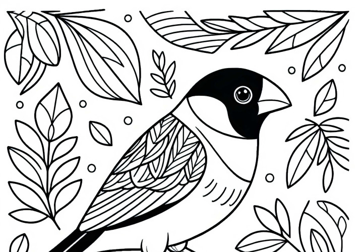 The coloring page of a Gouldian Finch - a bird from Australia and Oceania