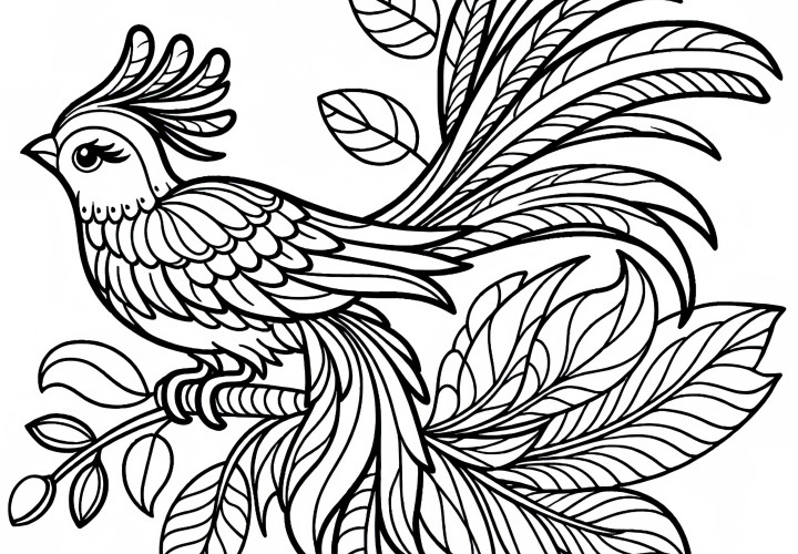 Paradise birds – Free coloring picture of birds from Australia and Oceania