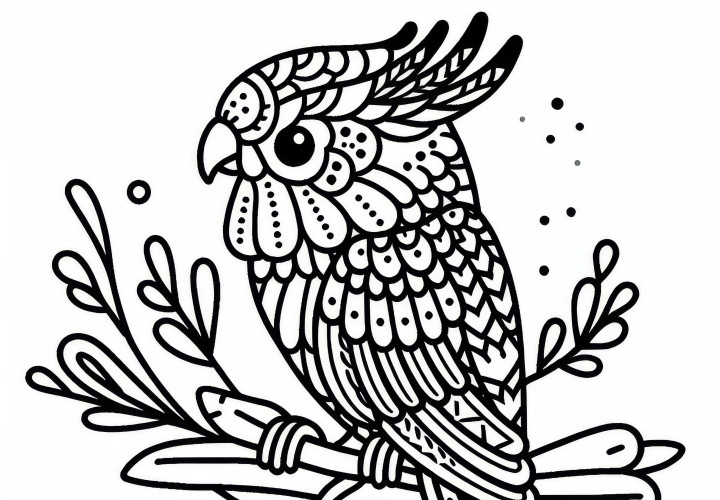 Crimson Rosella: Free download of a coloring page of a Crimson Rosella bird from Australia and Oceania