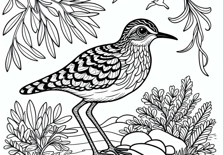 Avstralski grmovni sivičenec – Bush Stone Curlew – ptica v Avstraliji – brezplačna barvanka