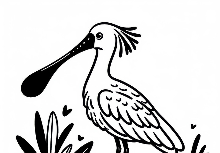 Royal Spoonbill – Bird from Australia and Oceania as a coloring template