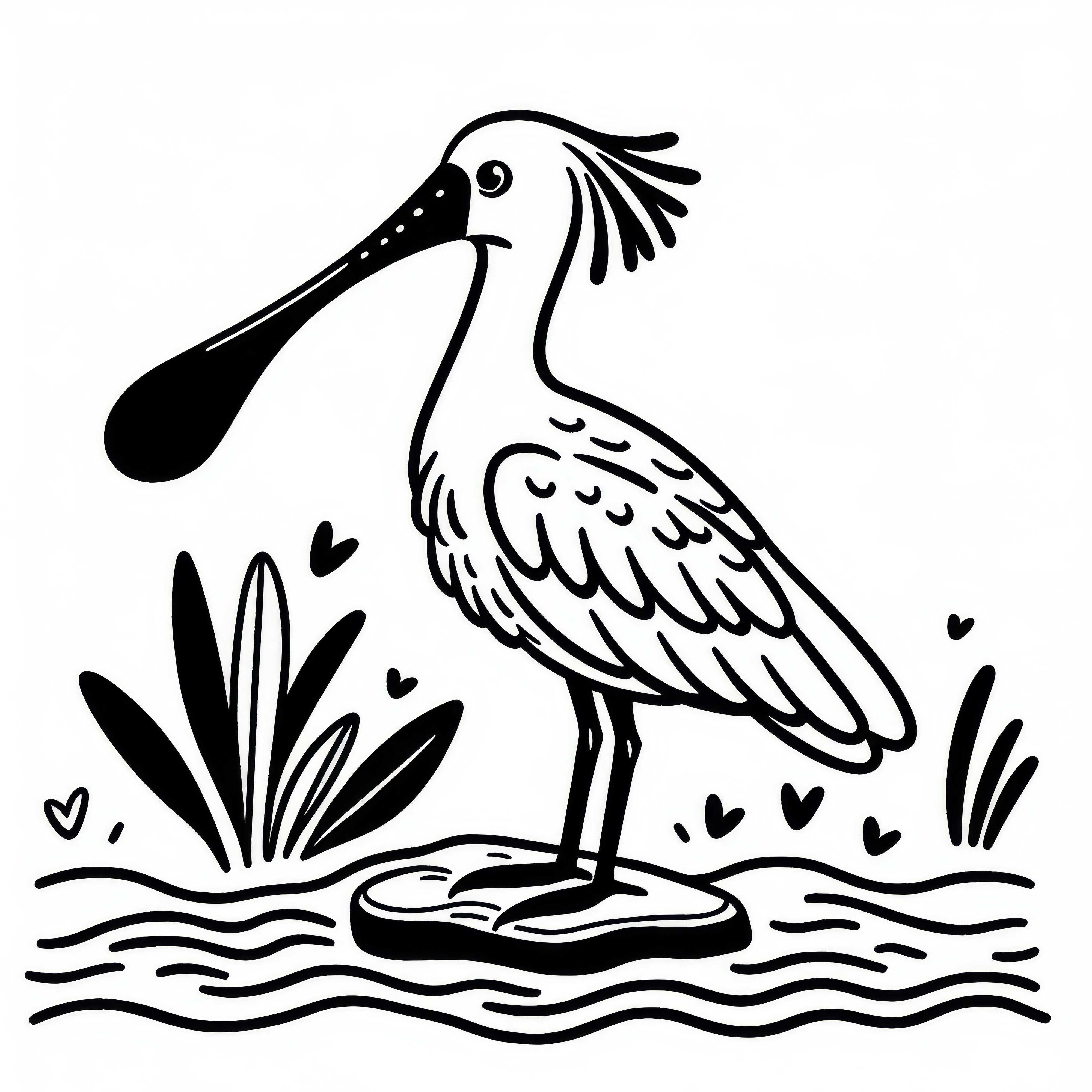 Royal Spoonbill – A bird from Australia and Oceania as a coloring template Royal Spoonbill – Bird from Australia and Oceania as a coloring template