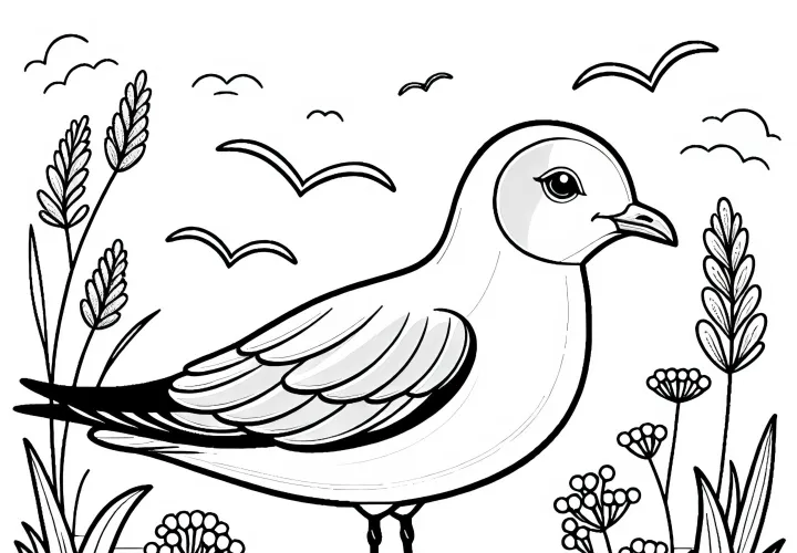 Srebrni galeb - Slika za obarvanje za ljubitelje ptic iz Avstralije in Oceanije