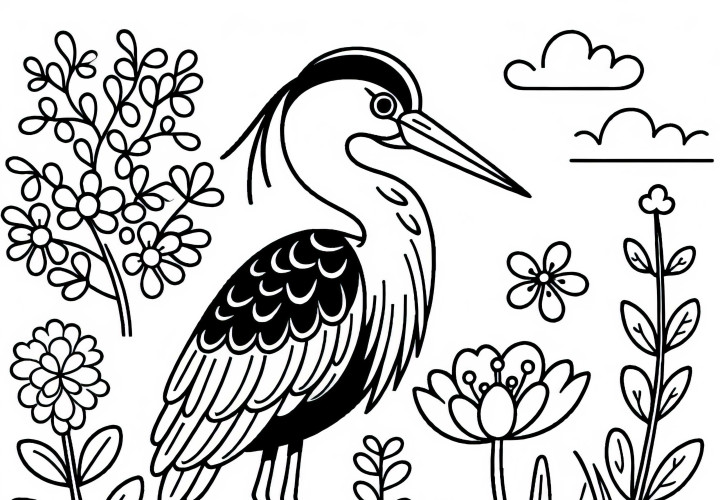 Coloring page of a Risso heron – Download for free!