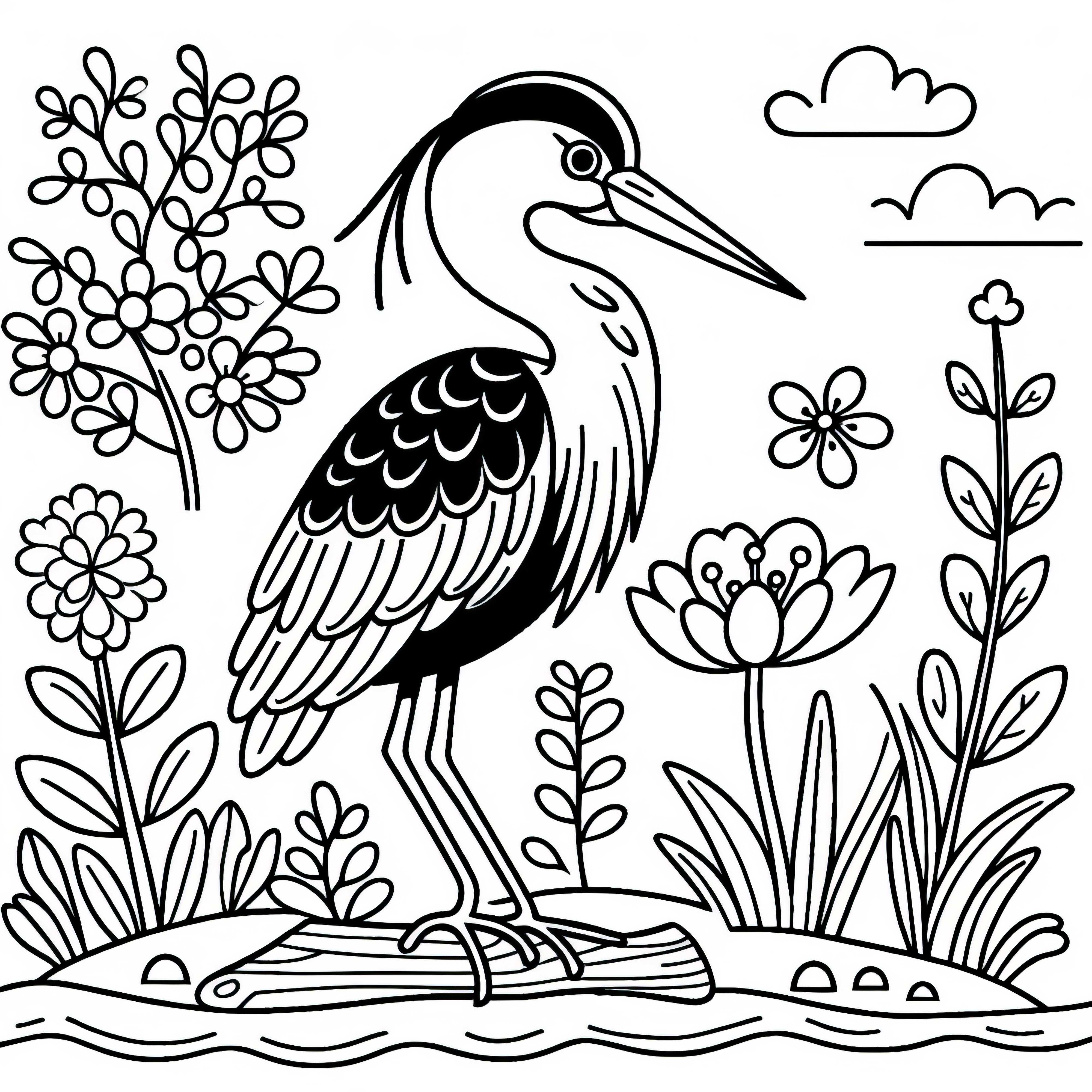 Coloring page of a Risso's heron &ndash; Download for free!