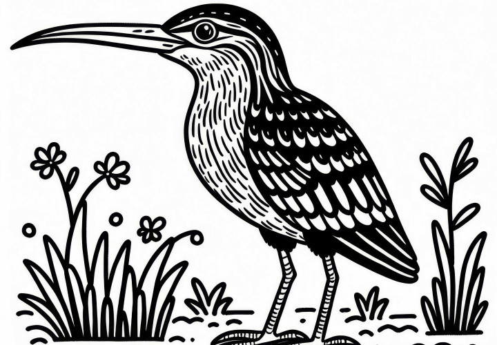 Snipe Rail and Sunbittern: Bird Coloring Page from South America