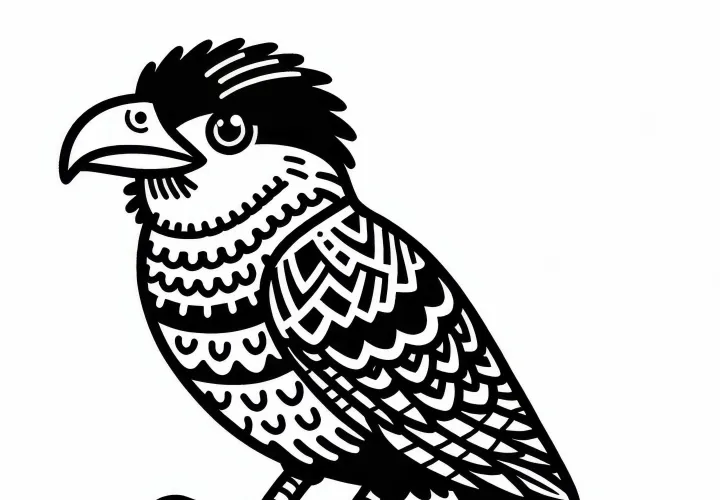 Falklandkarakara – Črnoglavi karakara ptica Južne Amerike barvna predloga brezplačno