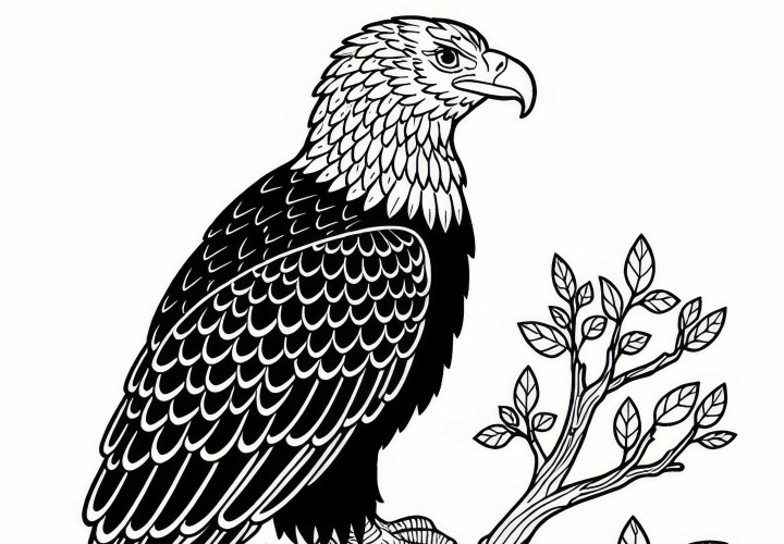 Black and Chestnut Eagle - Bird from South America - Free coloring page