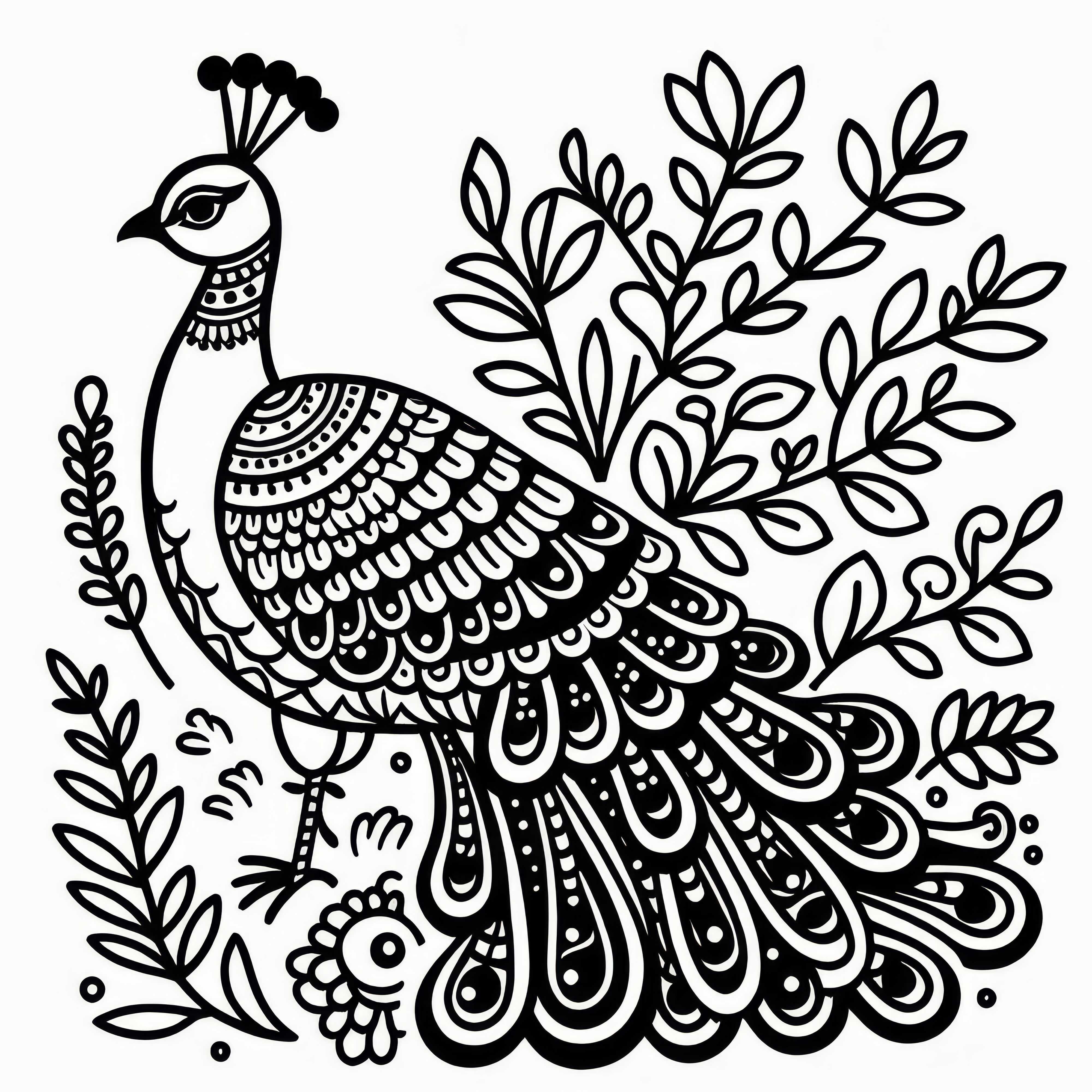 Indian Peacock - Coloring Page for Fun and Creativity