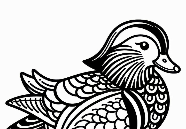 Mandarin Duck – Bird from Asia as a free coloring page