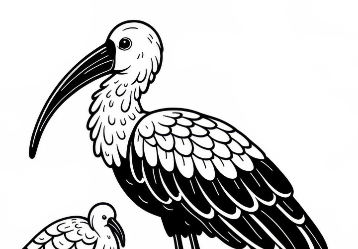 Black-necked ibis bird from Asia coloring page free