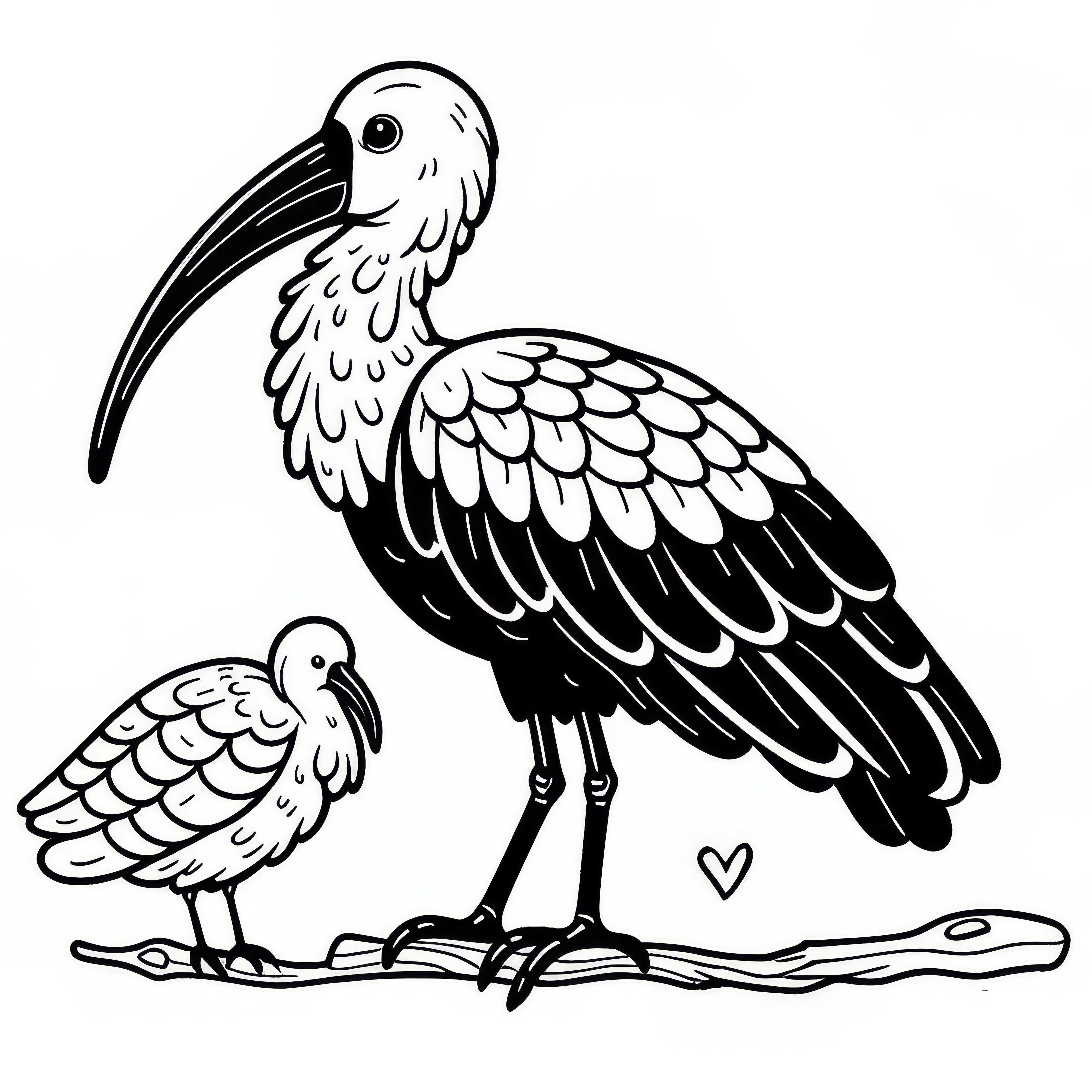 Black-necked ibis bird from Asia coloring page free Black-necked ibis bird from Asia coloring page free