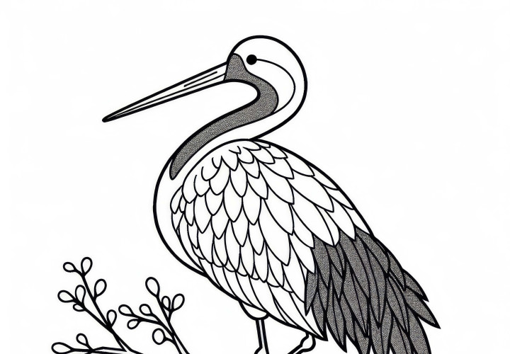Snow Crane - Bird from Asia as a free coloring page