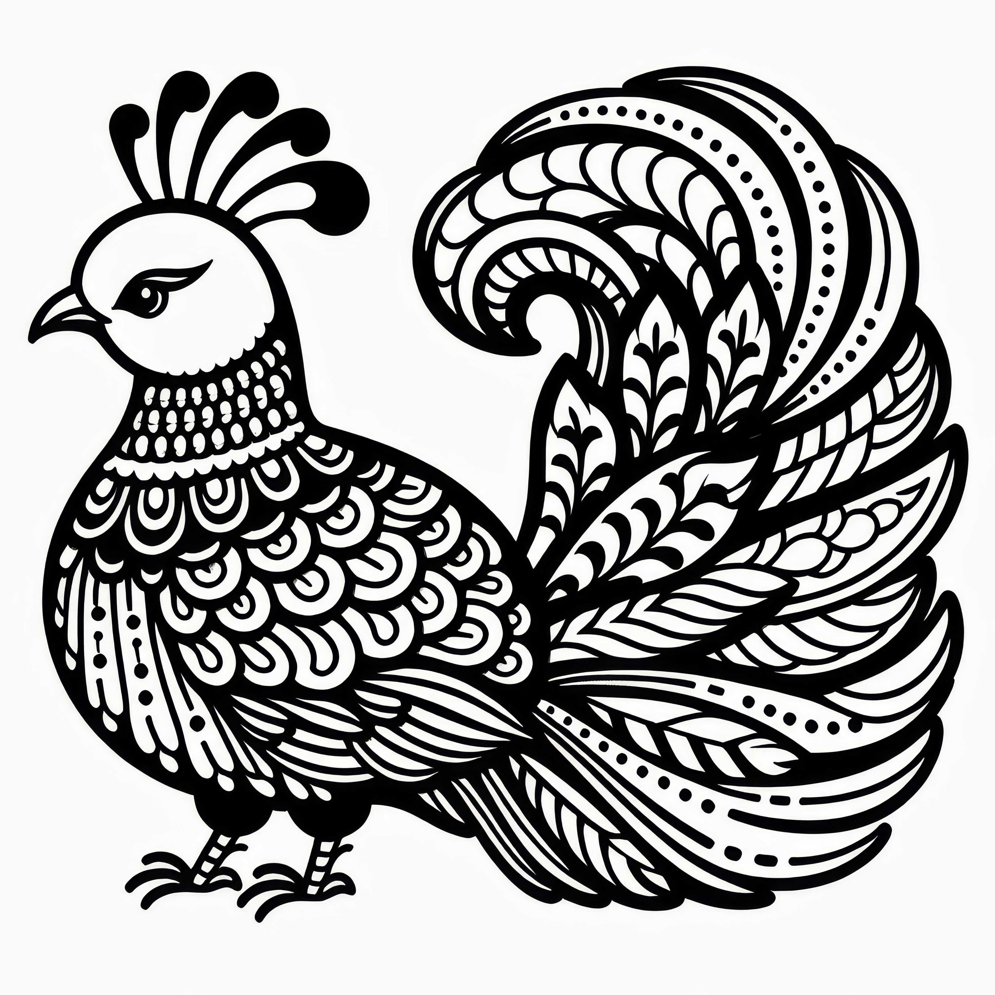 Golden Pheasant: Download coloring page for free from Asia Golden pheasant: Download free coloring page of bird from Asia