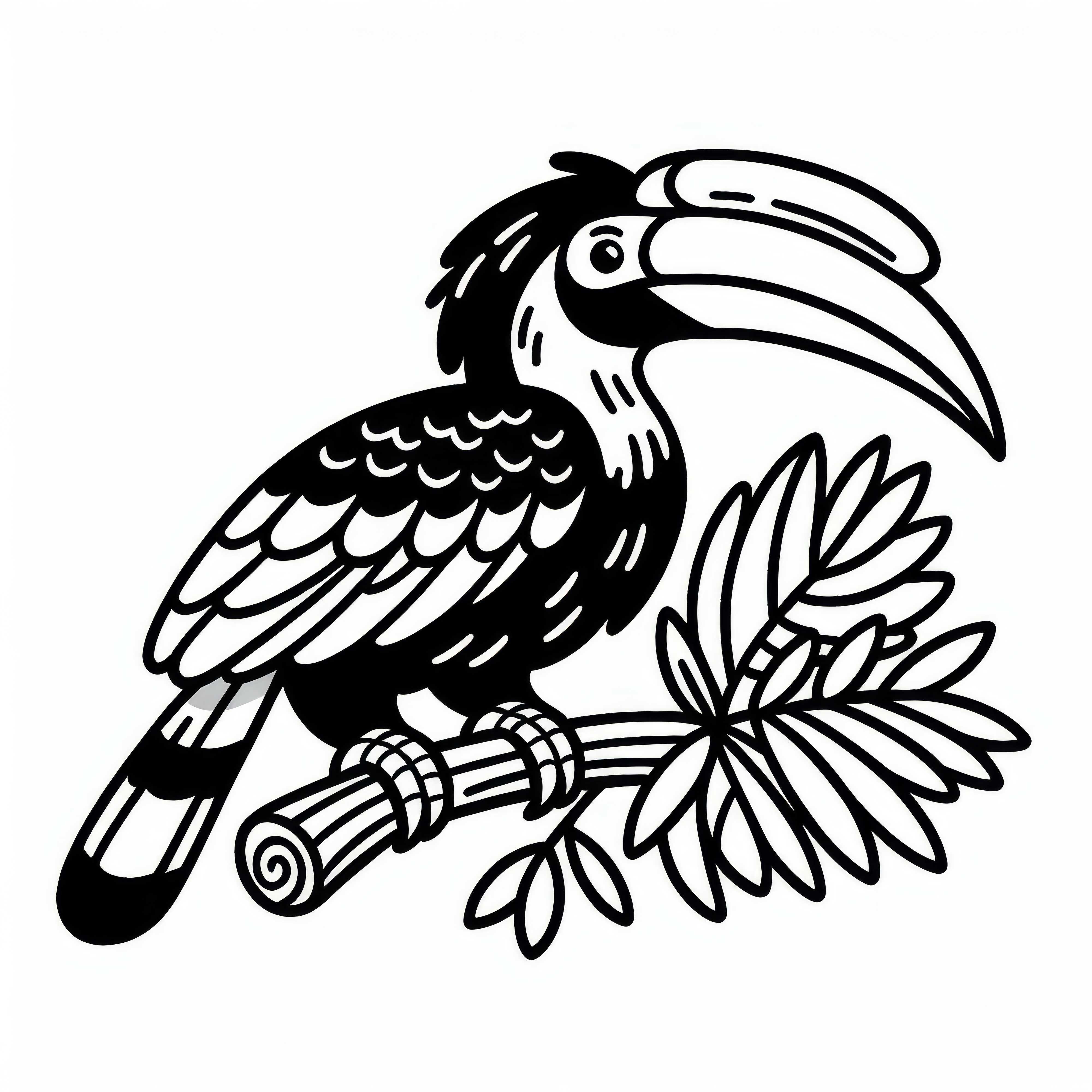 Indian Hornbill - Great Hornbill Bird in Asia - Free coloring page Indian Hornbill – Great Hornbill Bird in Asia – Free Coloring Page