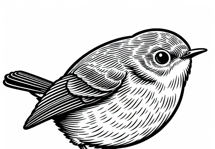 Pássaro-bush japonês - Desenho para colorir para crianças e adultos