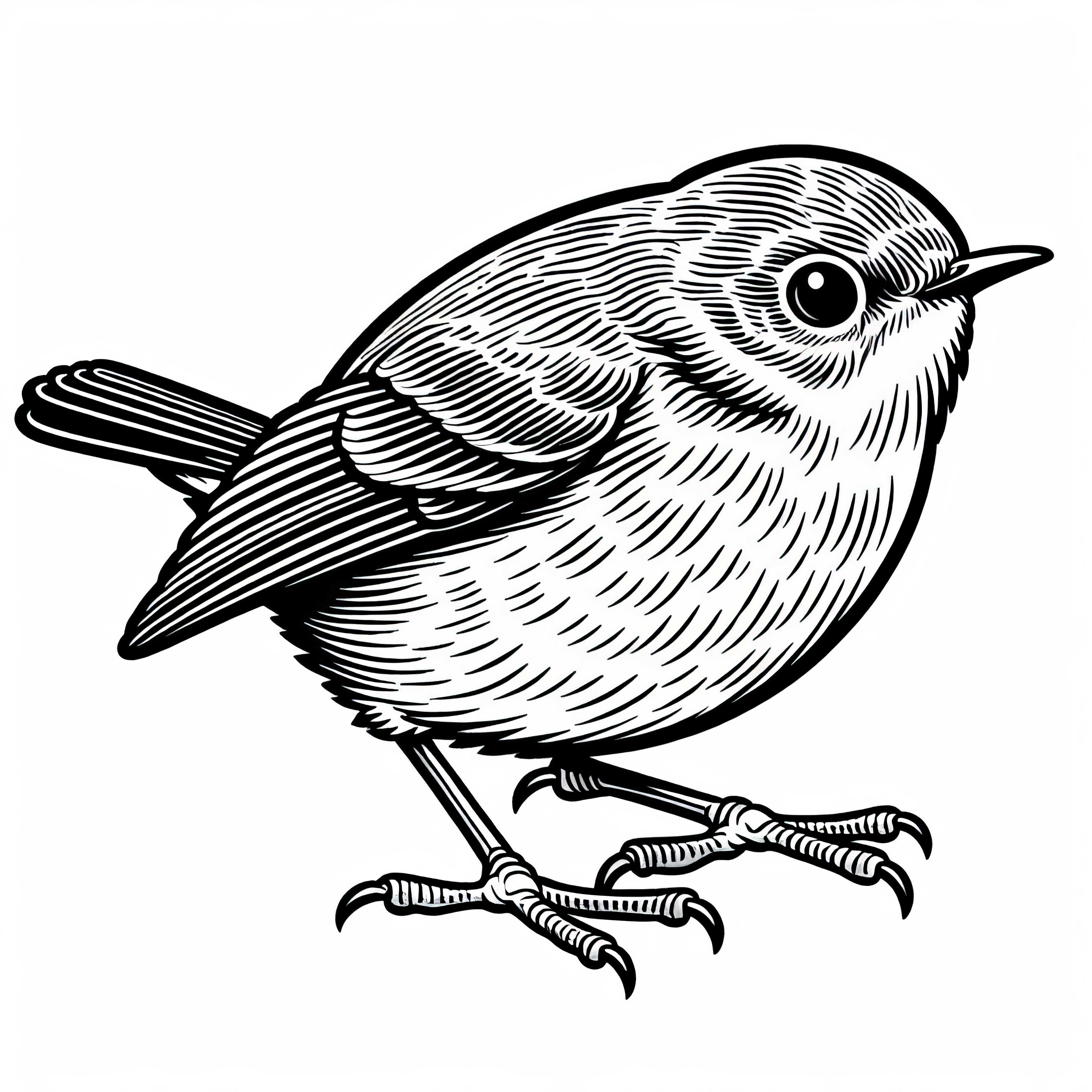 Japanese Bush Warbler - Coloring Page for Children and Adults Japanese Bush Warbler - Coloring Page for Children and Adults