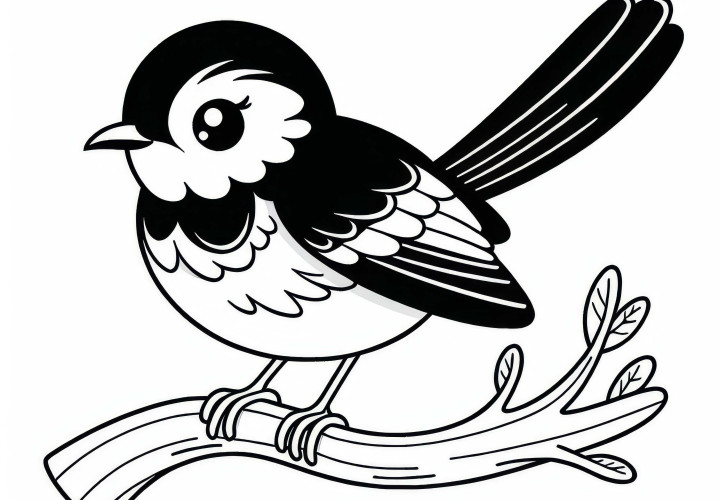 Shama Thrush – White Rumped Shama – Bird from Asia – Free coloring page