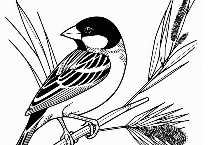 Bengalese Sparrow and Baya Weaver – Coloring Page for Birds from Asia