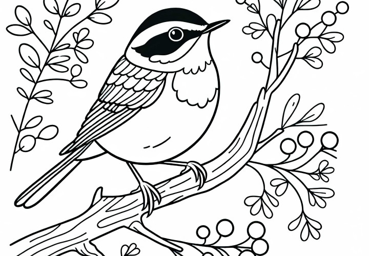 Sun Dabbler and Siberian Rubythroat – Coloring page for your creative fun