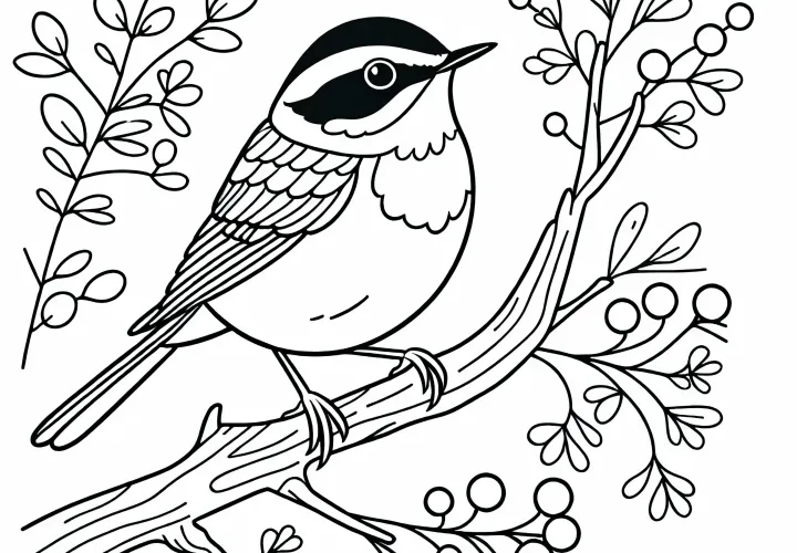 Droselha do Sol e garganta rubi siberiana – Desenho para colorir para a sua diversão criativa