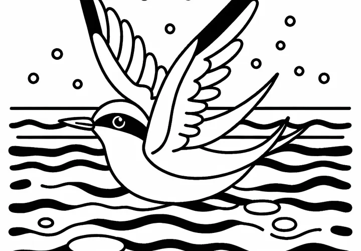 Andorinha-do-mar: Desenho para colorir de aves da Ásia