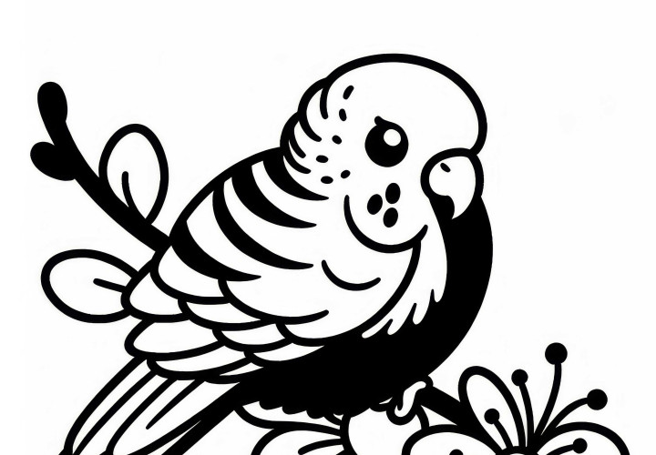 Cape Parakeet as a coloring picture - Blossom-headed Parakeet bird from Asia